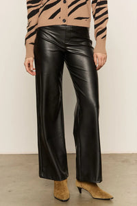 faux leather pull on trouser