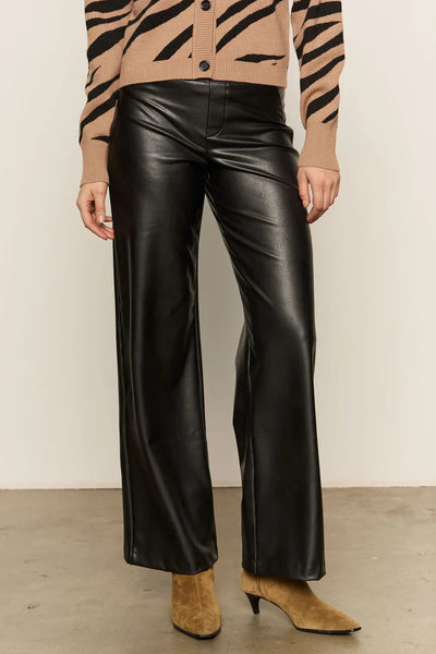 faux leather pull on trouser