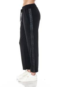 faux leather trim pant