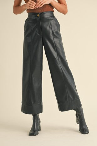 faux leather wide pant