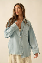 Load image into Gallery viewer, fray hem tencel denim shirt
