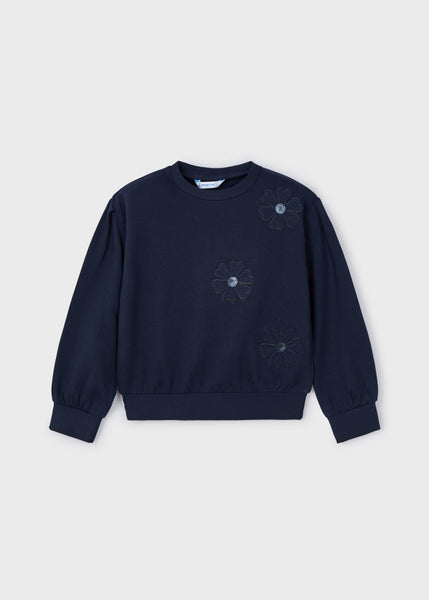 girls flower applique sweatshirt