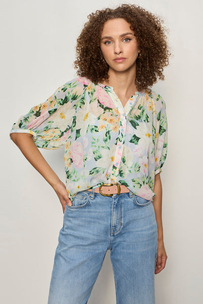 floral button blouse