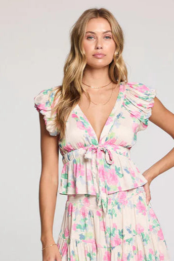 floral cinched blouse