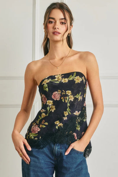 floral lace trim cami