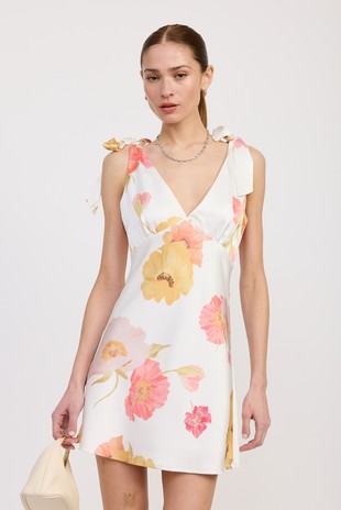 floral tie shoulder dress