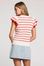 Load image into Gallery viewer, flutter sleeve stripe sweater
