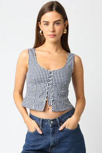 gingham button top