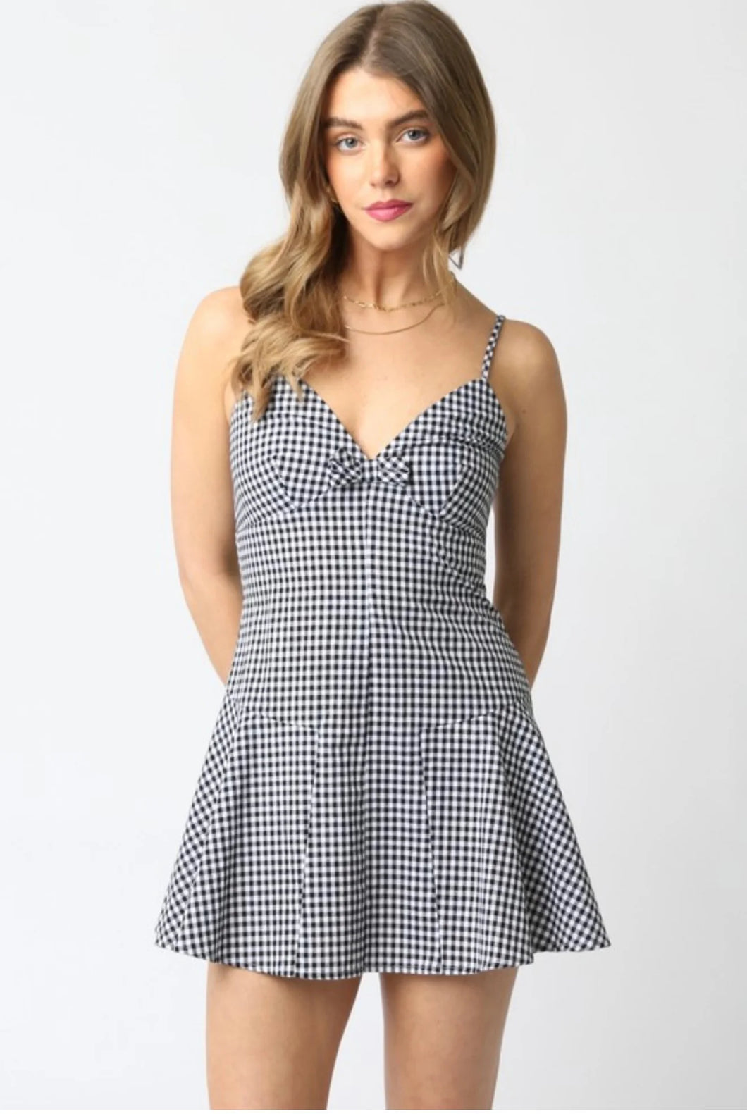 gingham strap dress