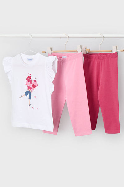 girls hearts tee + 2 legging set