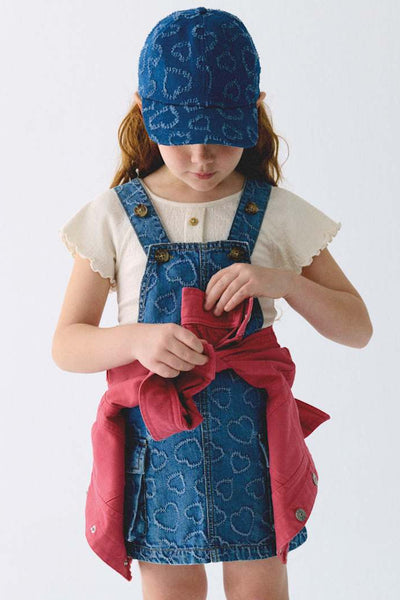 girls denim hearts overall skirt