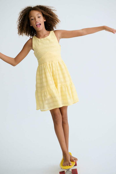 girls poplin open back dress