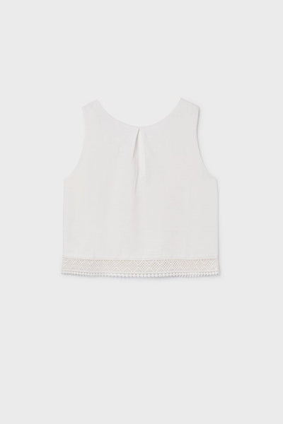 tween crochet hem linen tank