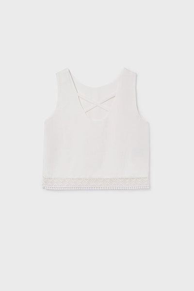 tween crochet hem linen tank
