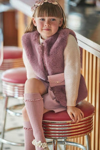girls fur vest with belt