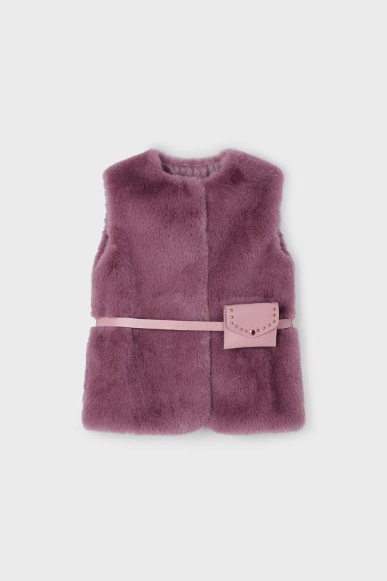 girls fur vest with belt