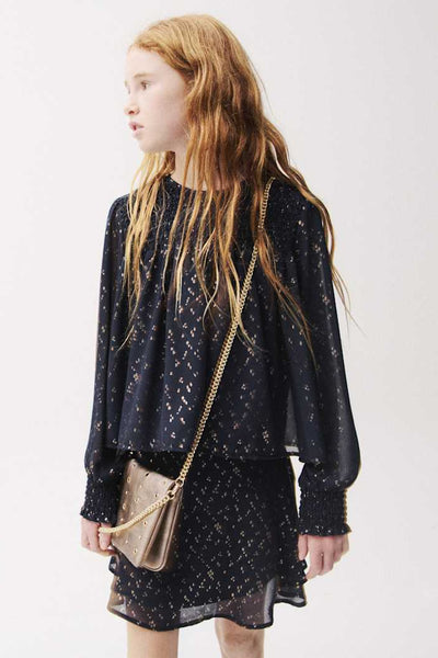 tween chiffon lurex dot skirt