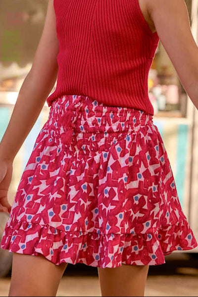 tween smocked waist floral skort
