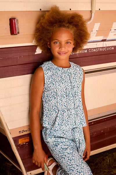 tween print tie bow top