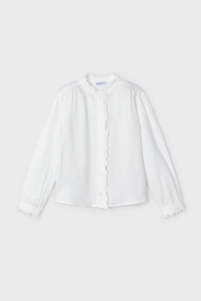 girls ruffle trim blouse