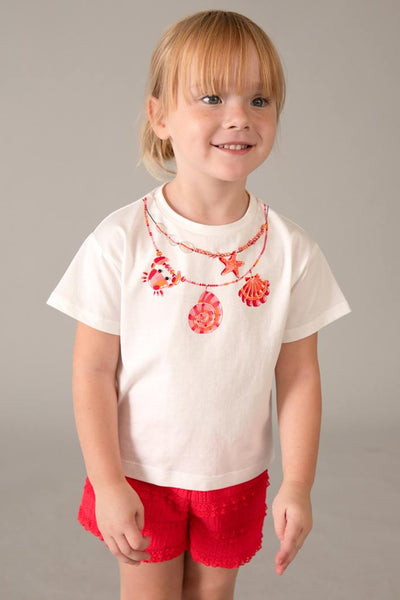 girls necklace tee + knit short set