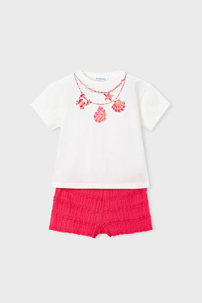 girls necklace tee + knit short set