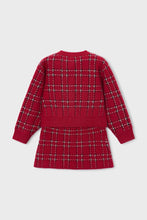 Load image into Gallery viewer, girls plaid cardigan + skirt knit set
