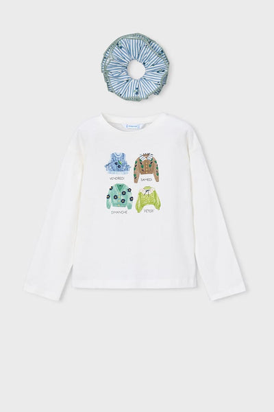 girls sweater tee + scrunchie