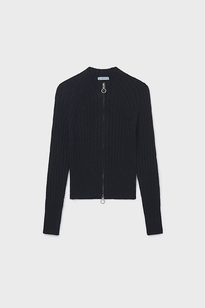 tween rib zip cardigan