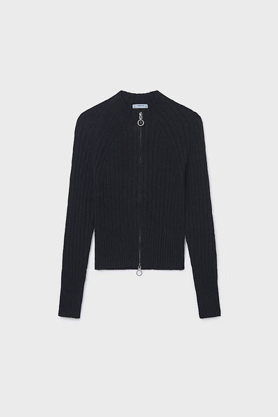 tween rib zip cardigan
