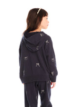 Load image into Gallery viewer, girls glitter bows zip hoodie
