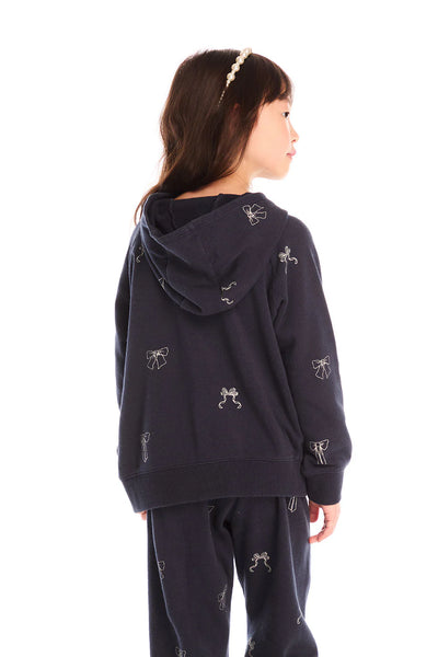 girls glitter bows zip hoodie