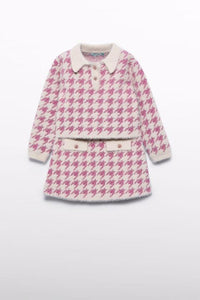 girls knit houndstooth sweater + skirt set