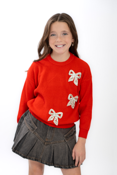 girls 3 bows sweater