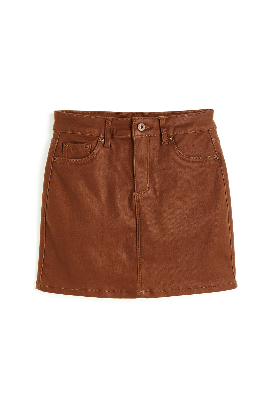 girls coated denim mini skirt