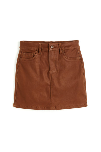 girls coated denim mini skirt