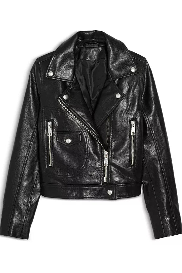 girls faux leather moto jacket