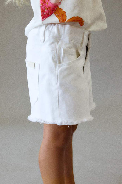 girls fray hem denim shorts