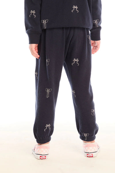 girls glitter bows jogger
