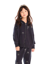 Load image into Gallery viewer, girls glitter bows zip hoodie
