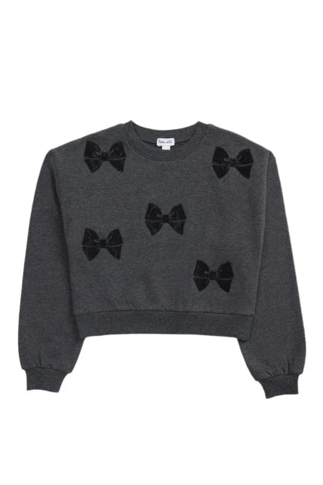 girls lacy bow sweatshirt