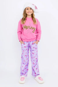 girls plush pant holiday bows