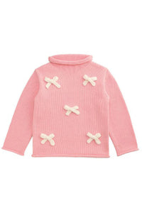 girls rollneck bow sweater