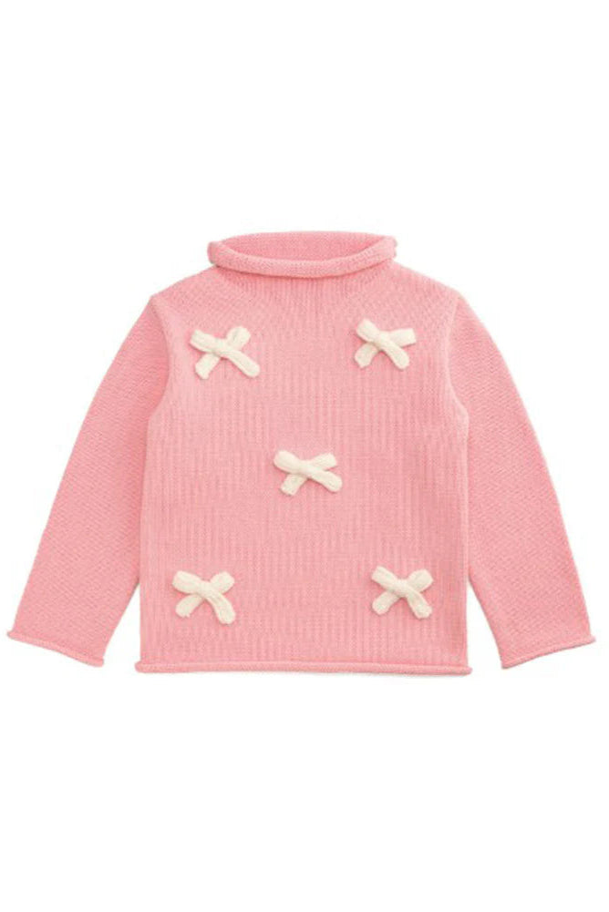 girls rollneck bow sweater