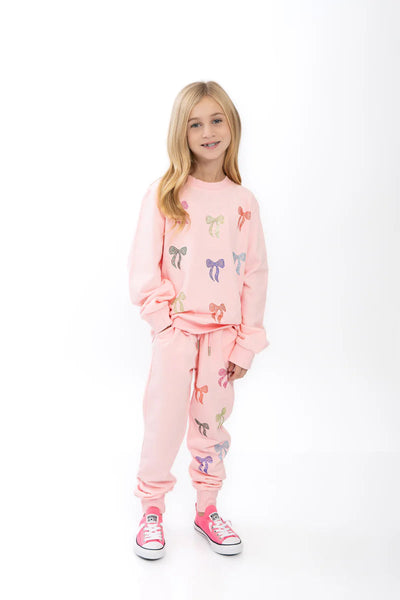 girls sequin bows sweatshirt + jogger