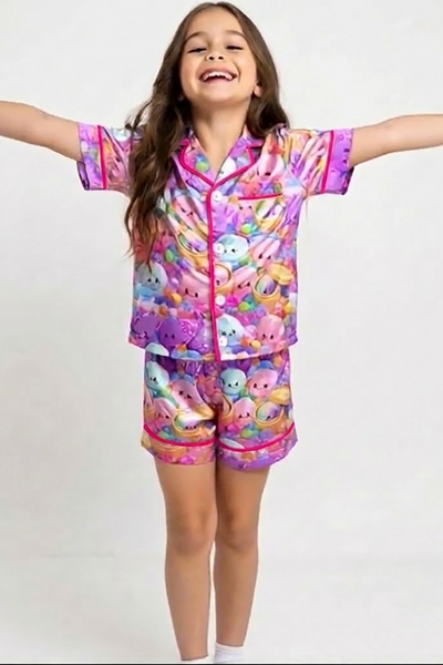 girls short loungewear set dumpling