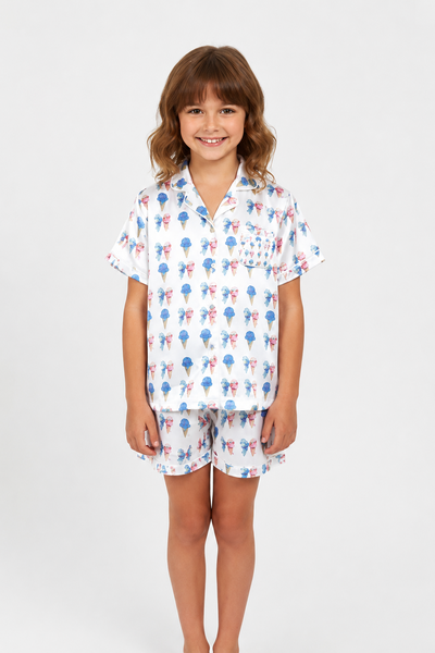 girls short loungewear set stars