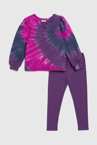 girls tie dye sweatshirt + legging set