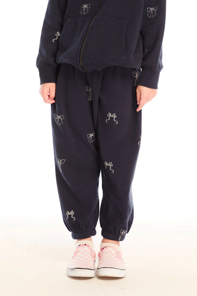 girls glitter bows jogger