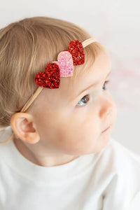 glitter hearts baby headband